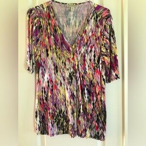 Surplice neck top with elbow sleeves